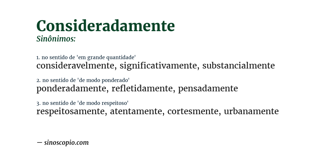 Sinônimo de consideradamente