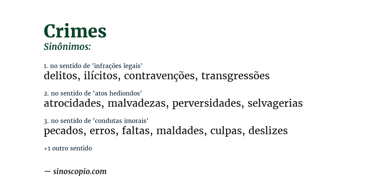Sinônimo de crimes