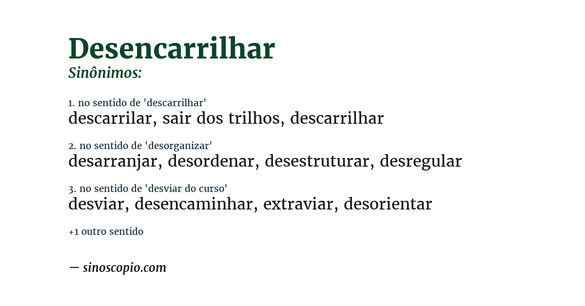 Sinônimo de desencarrilhar