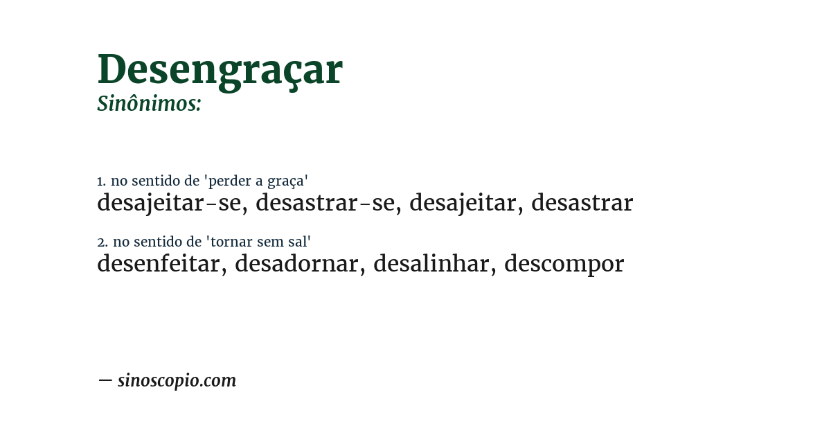 Sinônimo de desengraçar