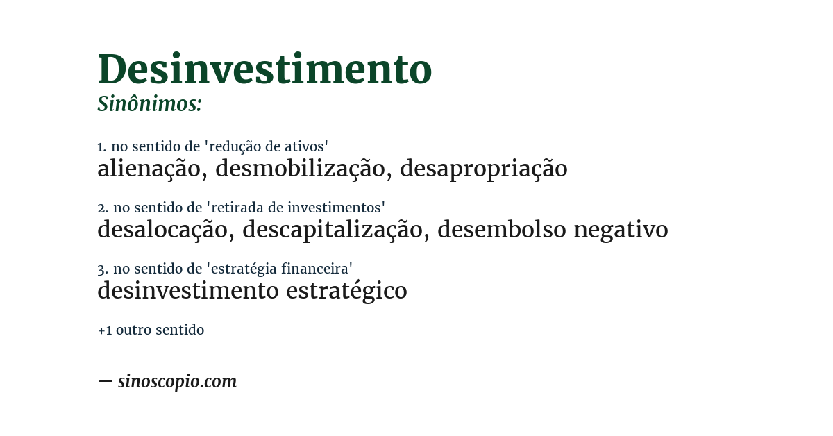Sinônimo de desinvestimento