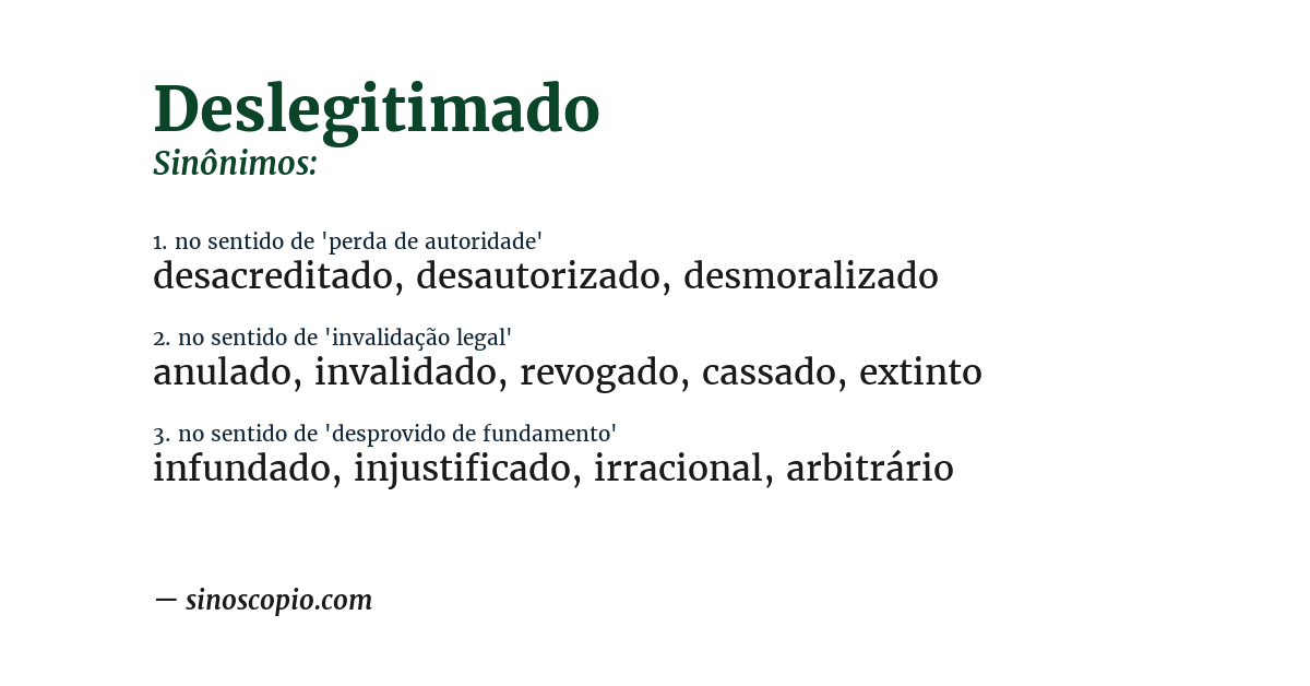 Sinônimo de deslegitimado