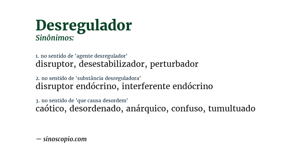 Sinônimo de desregulador