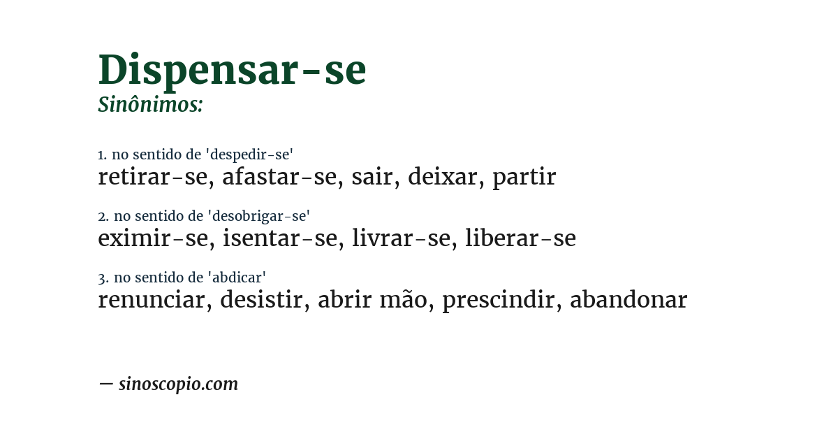 Sinônimo de dispensar-se