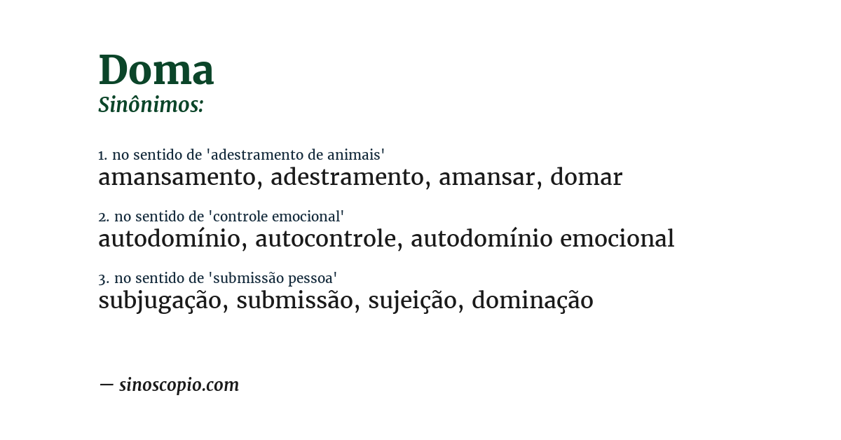 Sinônimo de doma