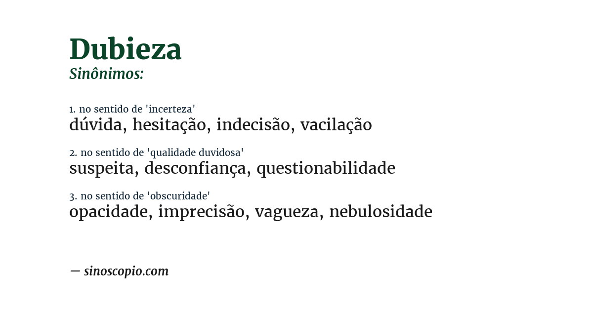 Sinônimo de dubieza