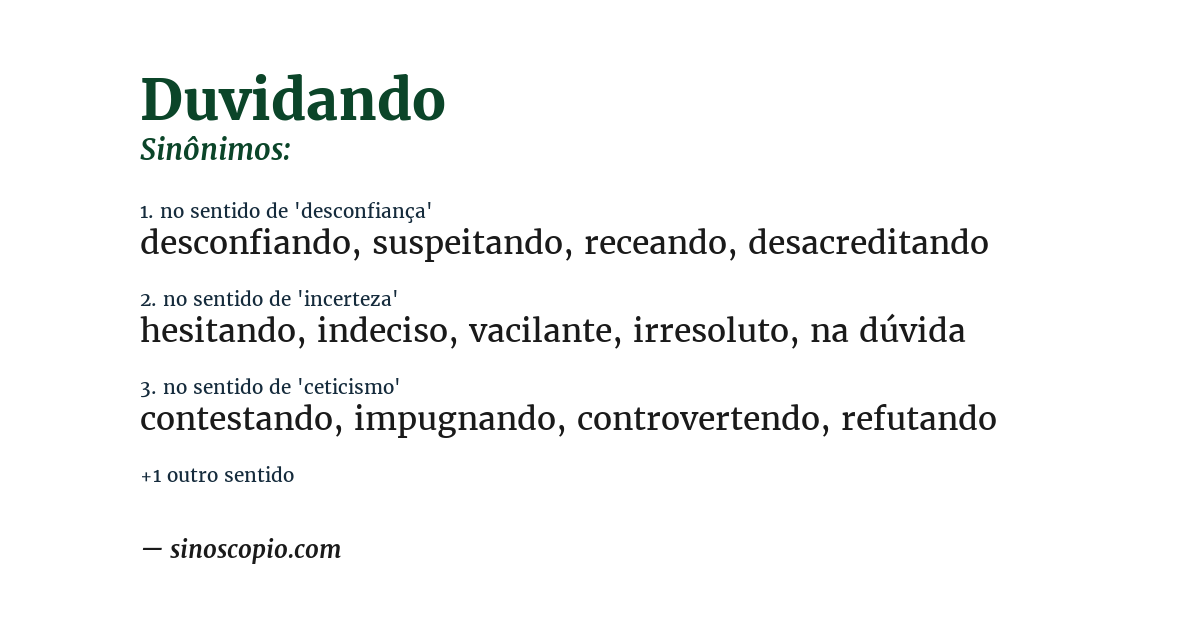 Sinônimo de duvidando