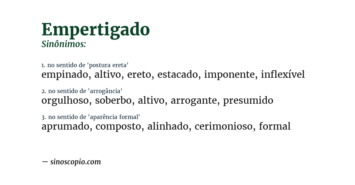 Sinônimo de empertigado