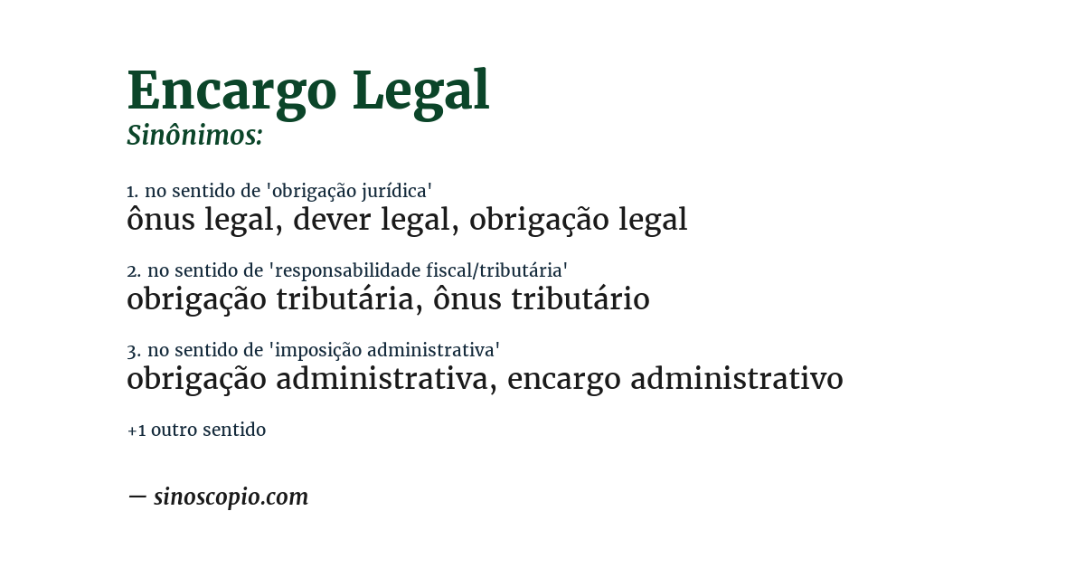 Sinônimo de encargo legal