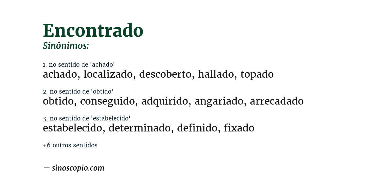 Sinônimo de encontrado