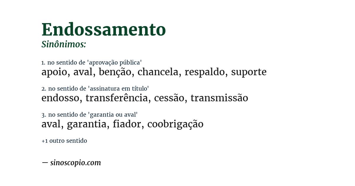 Sinônimo de endossamento