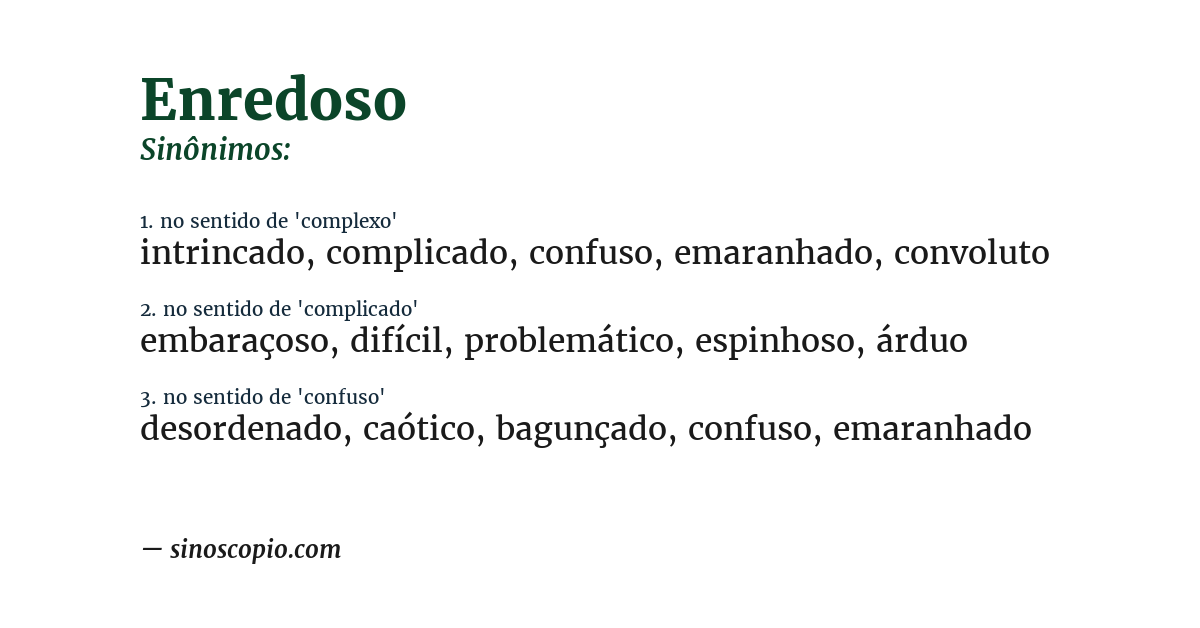 Sinônimo de enredoso