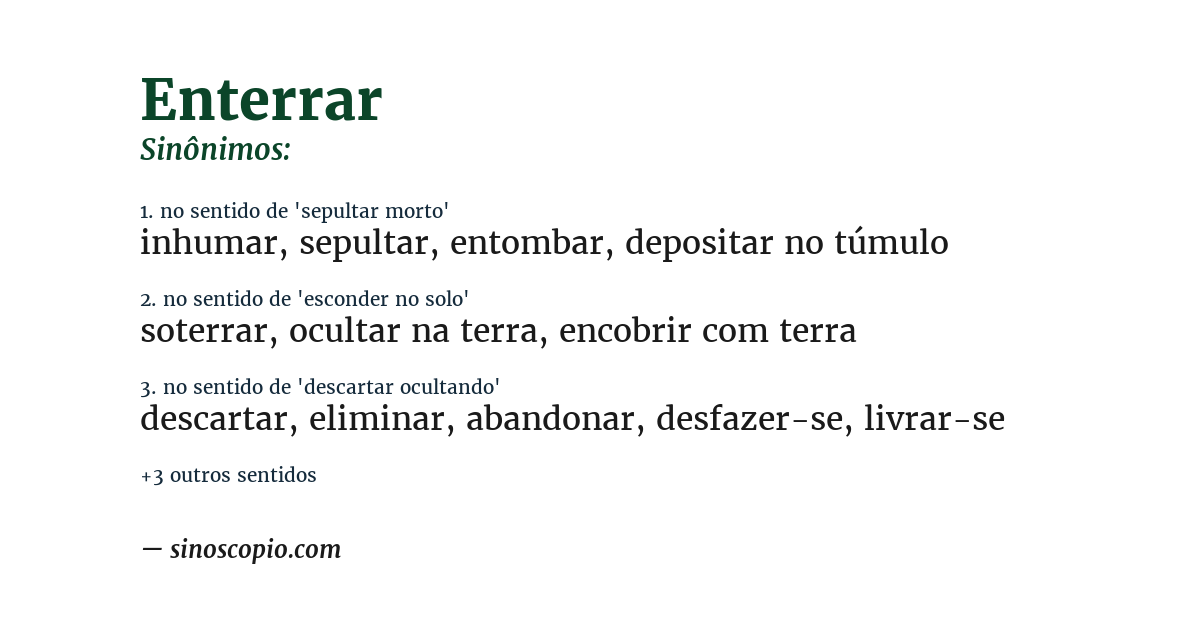 Sinônimo de enterrar