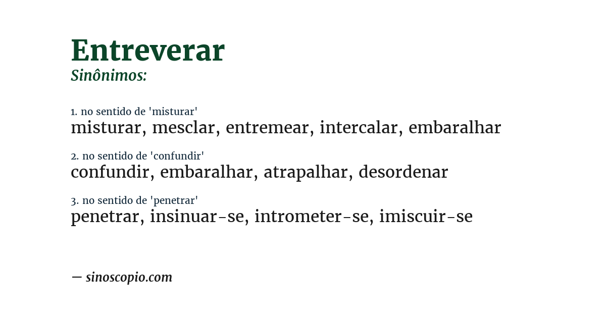 Sinônimo de entreverar