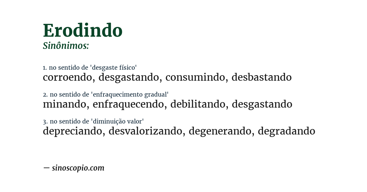 Sinônimo de erodindo