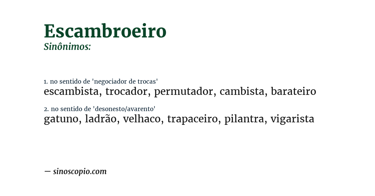 Sinônimo de escambroeiro