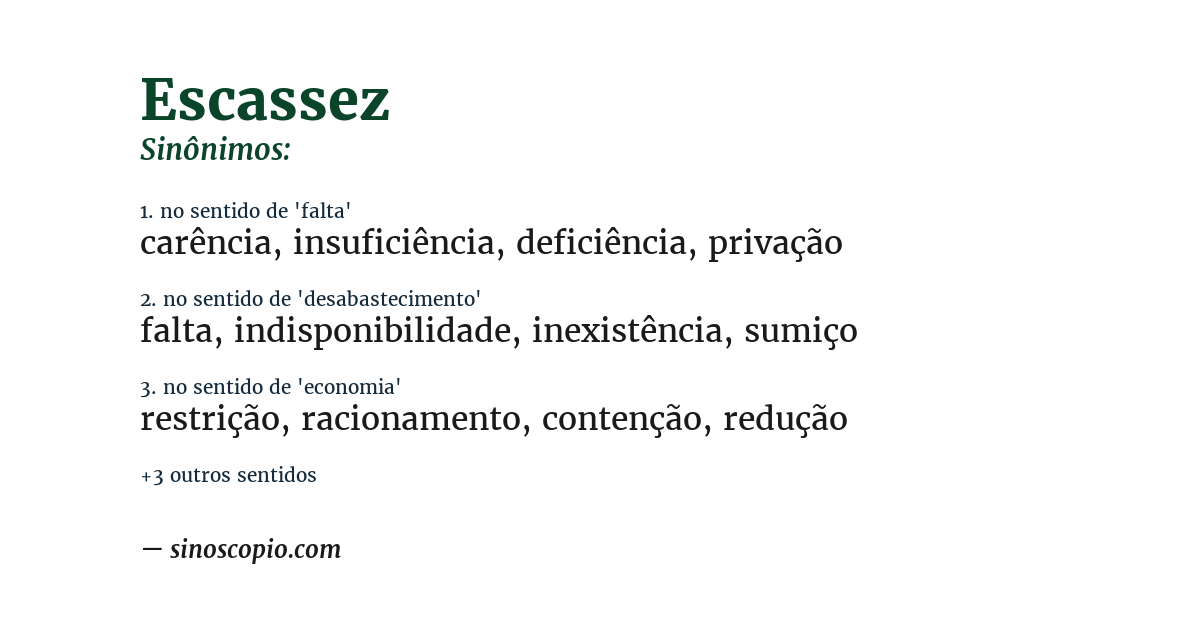 Sinônimo de escassez