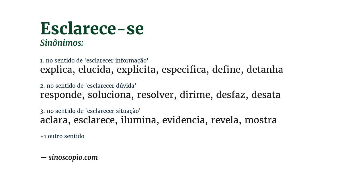 Sinônimo de esclarece-se