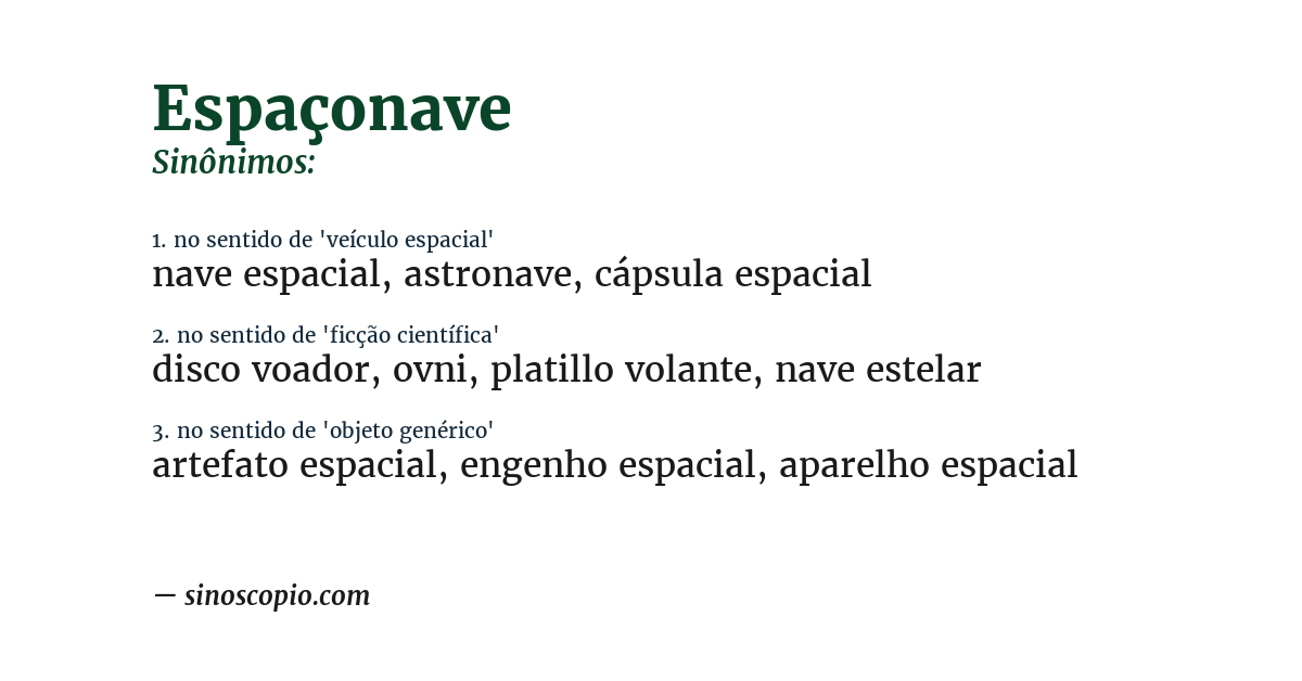 Sinônimo de espaçonave