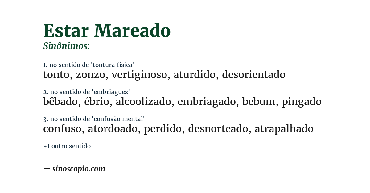 Sinônimo de estar mareado