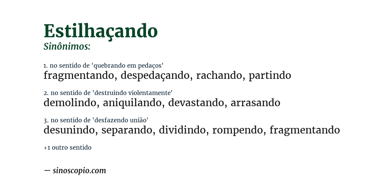 Sinônimo de estilhaçando