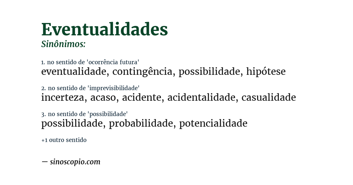 Sinônimo de eventualidades