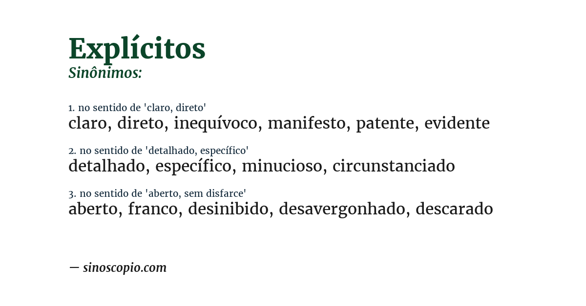 Sinônimo de explícitos