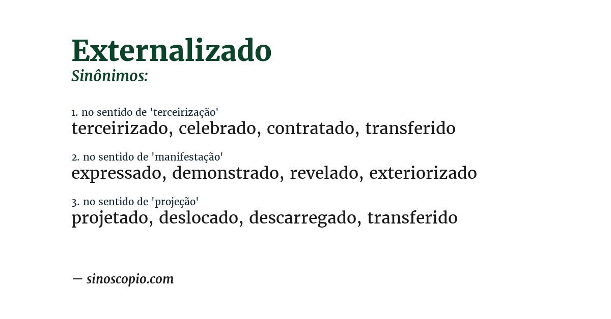 Sinônimo de externalizado