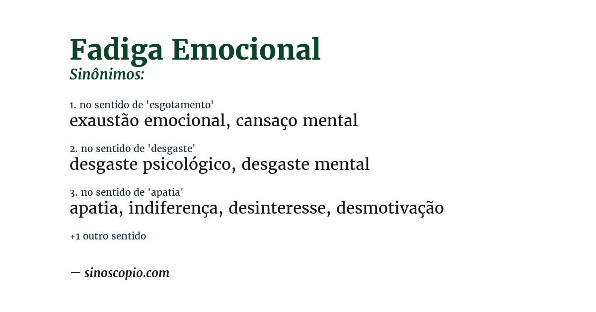 Sinônimo de fadiga emocional
