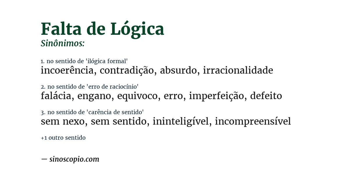Sinônimo de falta de lógica