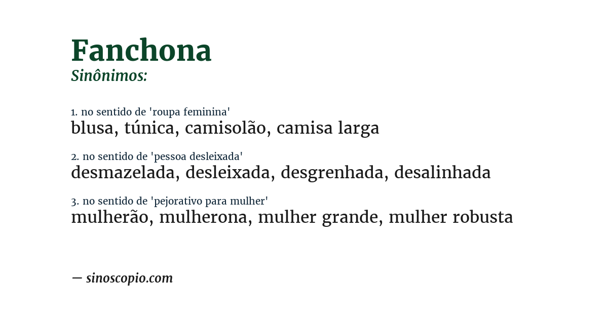 Sinônimo de fanchona
