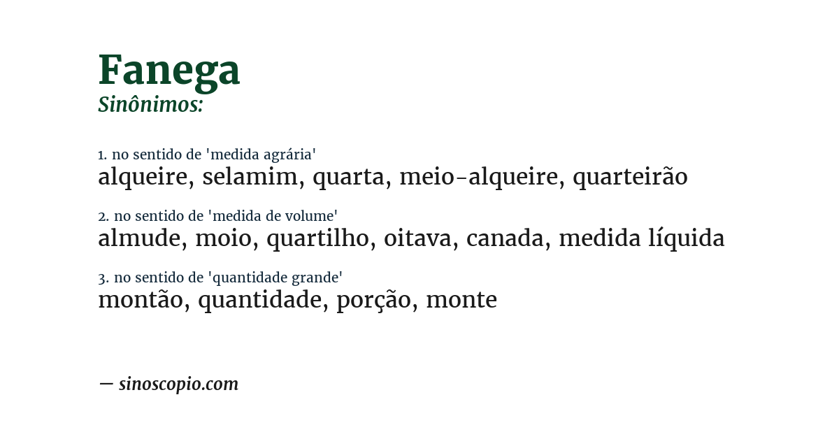 Sinônimo de fanega
