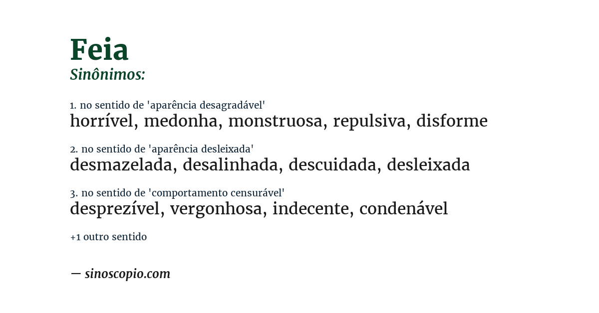 Sinônimo de feia