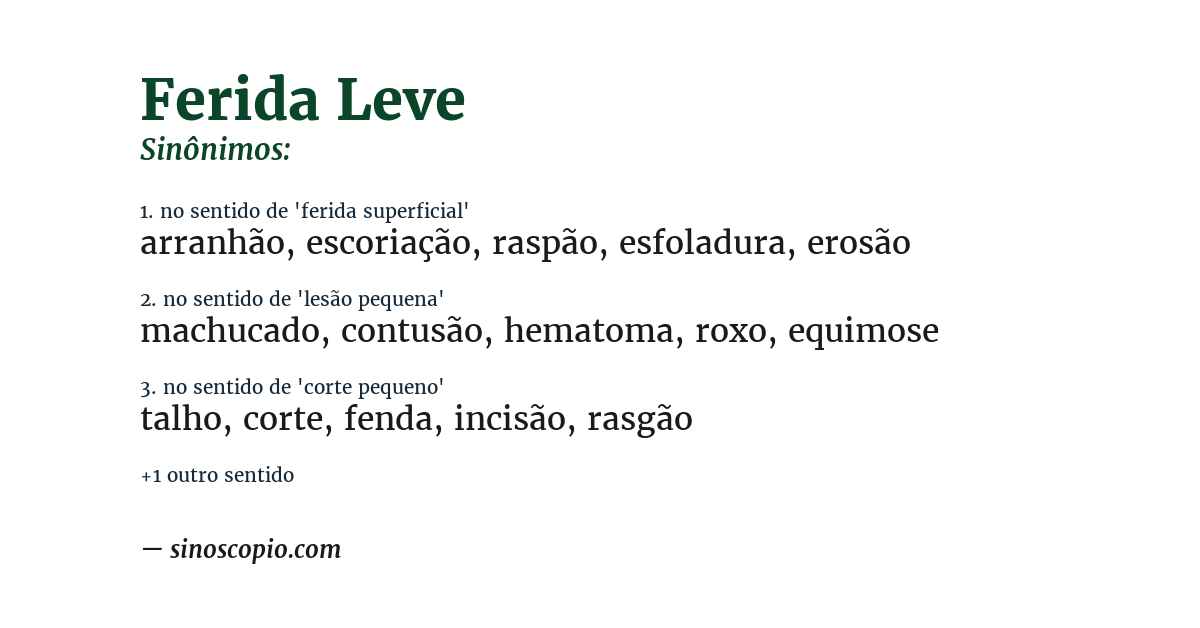 Sinônimo de ferida leve