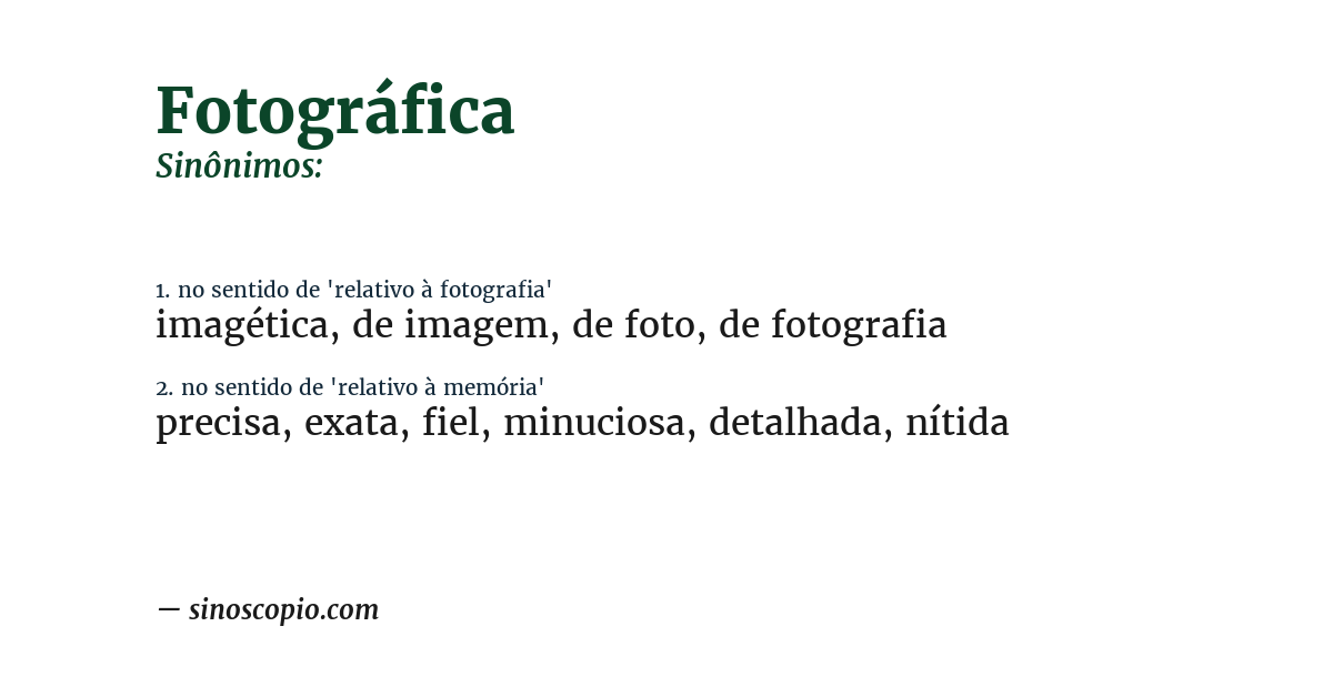 Sinônimo de fotográfica