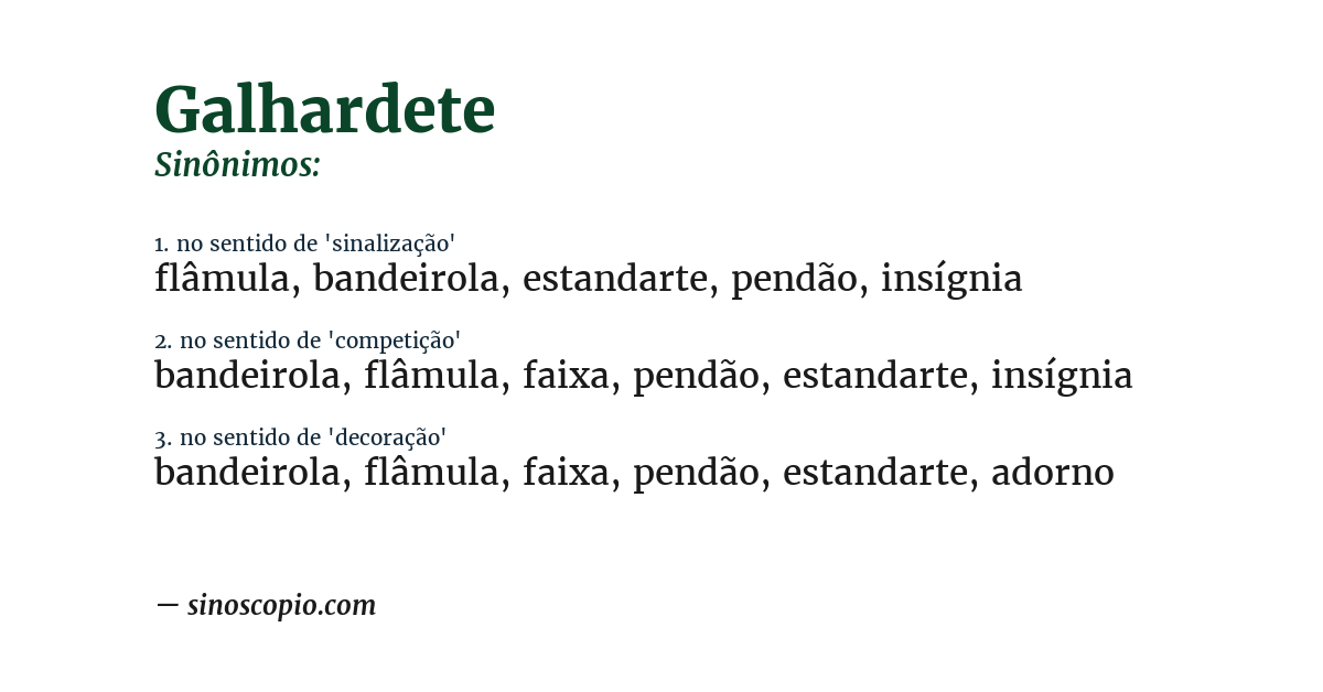 Sinônimo de galhardete