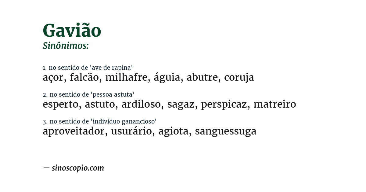 Sinônimo de gavião