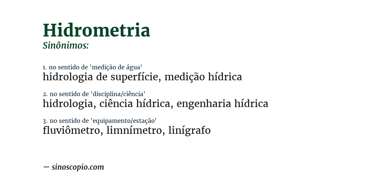 Sinônimo de hidrometria