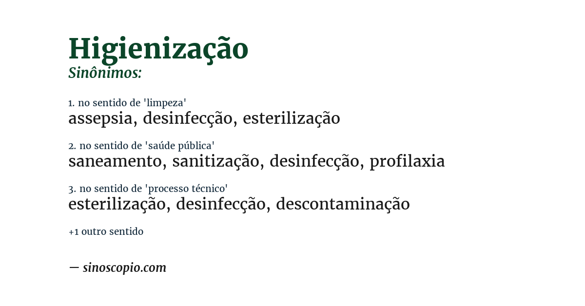 Sinônimo de higienização
