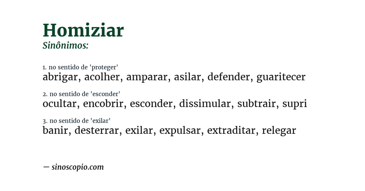 Sinônimo de homiziar