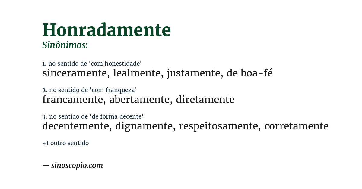 Sinônimo de honradamente