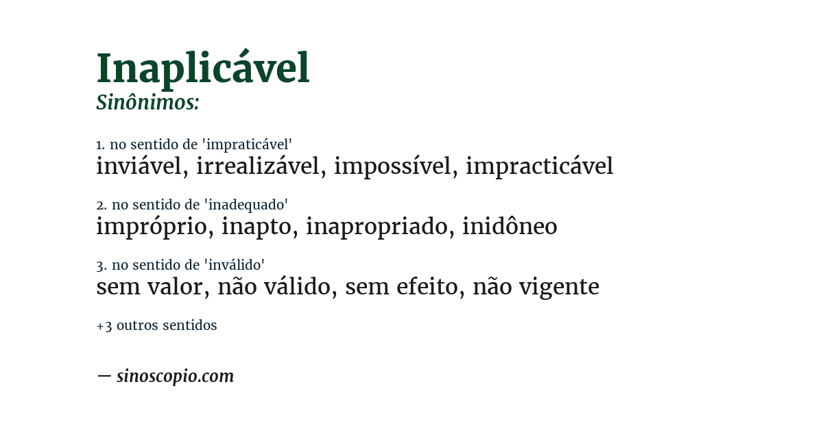 Sinônimo de inaplicável