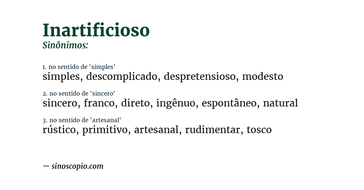 Sinônimo de inartificioso