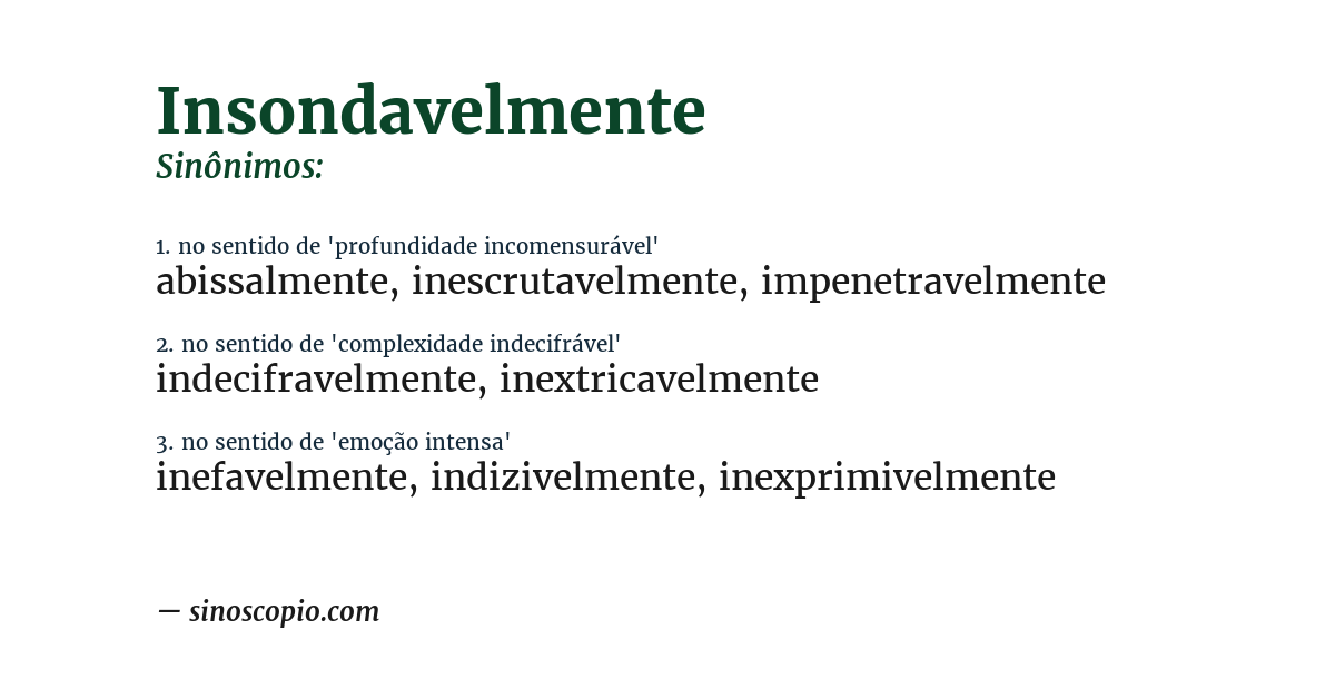 Sinônimo de insondavelmente
