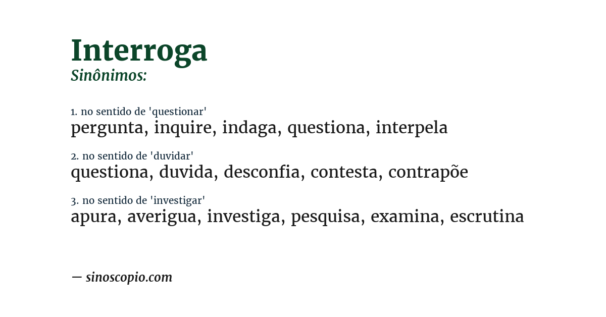 Sinônimo de interroga
