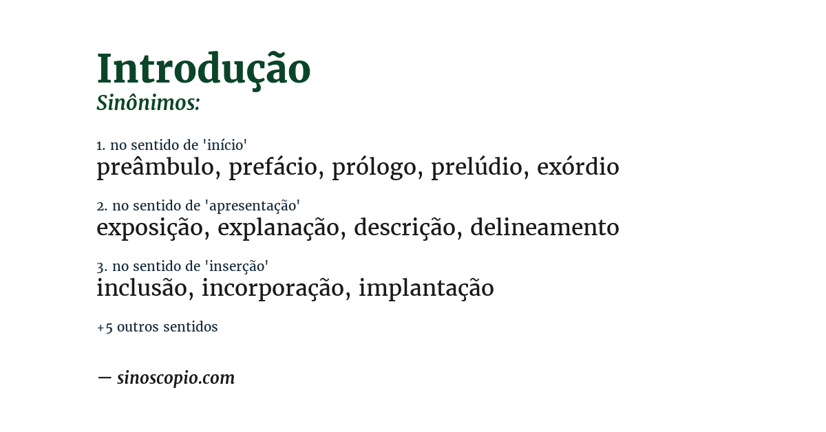 Sinônimo de introdução