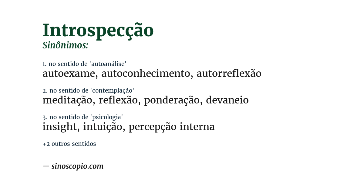 Sinônimo de introspecção