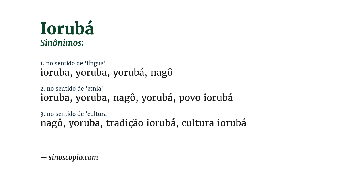 Sinônimo de iorubá