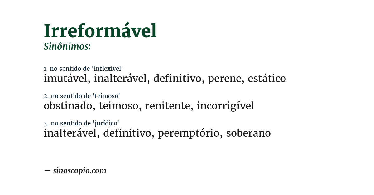 Sinônimo de irreformável