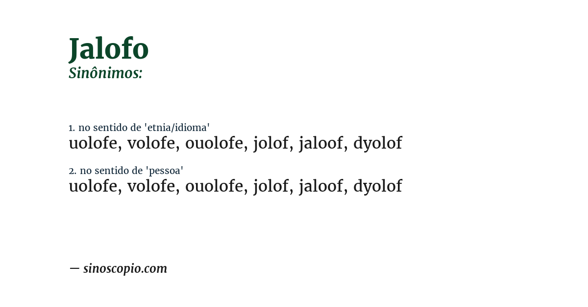 Sinônimo de jalofo